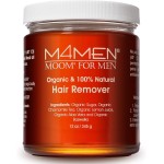 MOOM Organic Hair Removal Sugar Wax for Men with Aloe Vera & Chamomile - Soft Wax for Sensitive Skin & Men Hair - Perfect for Back, Chest, Eyebrow & Body - 12 oz Jar (Strips & Sticks NOT Included)