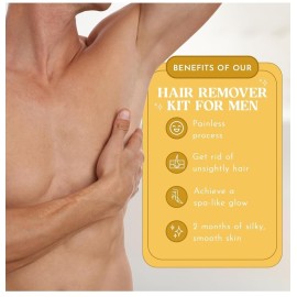 MOOM Organic Hair Removal Sugar Wax for Men with Aloe Vera & Chamomile - Soft Wax for Sensitive Skin & Men Hair - Perfect for Back, Chest, Eyebrow & Body - 12 oz Jar (Strips & Sticks NOT Included)