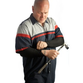 Tatjacket Tattoo Cover Up Concealer Sleeve, 2-PACK, Full Arm coverage, UPF 50 Protective, Slip Free, for Men & Women (Unisex), LARGE, BLACK