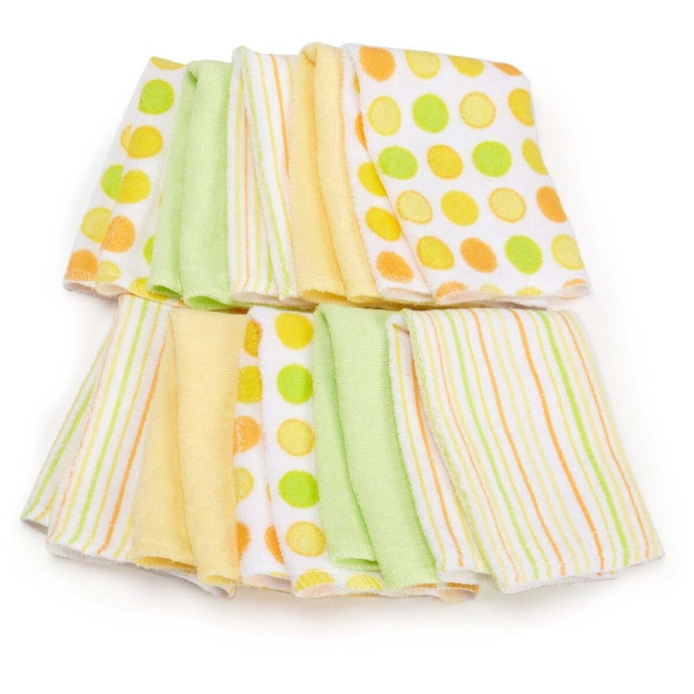 Spasilk Washcloth Wipes Set for Newborn Boys and Girls, Soft Terry Washcloth Set, Pack of 10, Yellow Dots