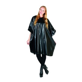Betty Dain Jumbo Shampoo Cape, 45 W x 54 L, Waterproof and Stain-resistant Vinyl, Soft Nylon Neckband, Touch-and-close Fastener, Machine Washable, Black
