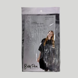 Betty Dain Jumbo Shampoo Cape, 45 W x 54 L, Waterproof and Stain-resistant Vinyl, Soft Nylon Neckband, Touch-and-close Fastener, Machine Washable, Black