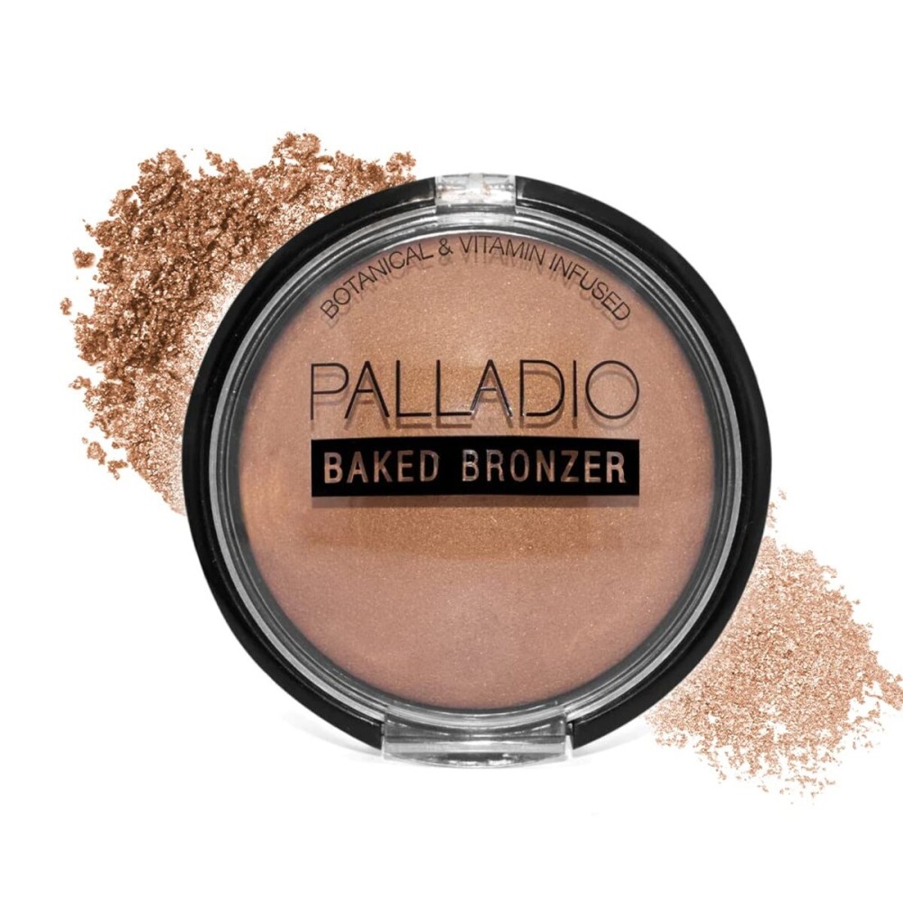 Palladio Baked Bronzer, Highly Pigmented and Easy to Blend, Shimmery Bronzed Glow, Use Dry or Wet, Lasts all day long, Provides Rich Tanning Color Finish, Powder Compact, Caribbean Tan Palladio Baked Bronzer, Highly Pigmented and Easy to Blend, Shimmery Bronzed Glow, Use Dry or Wet, Lasts all day long, Provides Rich Tanning Color Finish, Powder Compact, Caribbean Tan