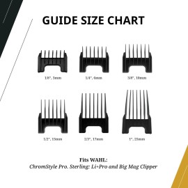 Wahl Professional Chromstyle Cutting Guides 1/8 Range Color Coded Replacement Clipper Guards