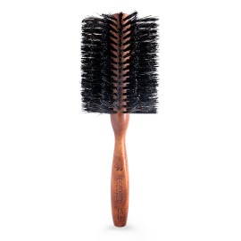 Spornette Italian Rounder 3 Inch Hair Brush (955-XL) - Round Double Density Boar Bristle Brush With Wooden Handle For Blow Drying, Styling, Volumizing, Straightening And Curling Medium To Long Hair
