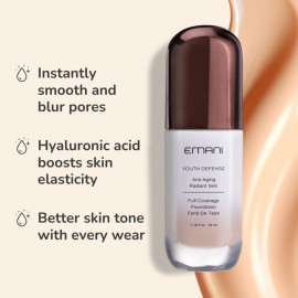 Emani Hydrawear 12-Hour Liquid Foundation - Buildable Coverage, Lightweight & Hydrating - Vegan, Cruelty-Free - 1.18 Fl Oz, Golden Amber (Cool Medium) Emani Hydrawear 12-Hour Liquid Foundation - Buildable Coverage, Lightweight & Hydrating - Vegan, Cruelty-Free - 1.18 Fl Oz, Golden Amber (Cool Medium)