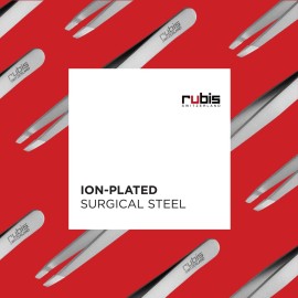 Rubis Ion-Coated Classic Stainless Steel Slanted Tweezers for Precise Eyebrows and Hair Removal, 4K102,Rubis Switzerland Swiss Made World Renowned Precision