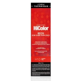 L\'OREAL TECHNIQUE HiColor Reds Permanent Hair Color - Lifts Dark Hair in One Step Leaving No Brassiness, Rich & Smooth Creme Formula, Intense & Long-Lasting Color, H10 Copper Red