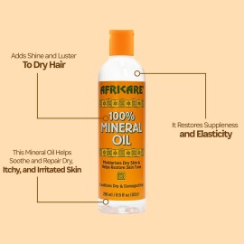 COCOCARE - Africare 100% Mineral Oil - 8.5 Fl Oz - Fragrance Free Pure Oil for Skin and Scalp Care