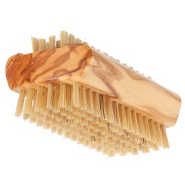 Redecker Natural Pig Bristle Nail Brush with Waxed Olive Wood Handle, 3-3/4-Inches