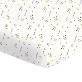Frenchie Mini Couture Fitted Crib Sheet 100% Woven Cotton Fits Toddler Mattress, 28 x 52 x8in, Twinkle Little Star