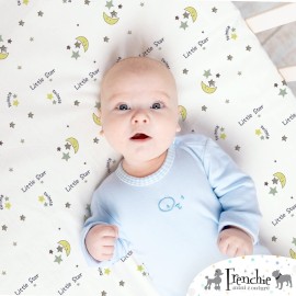 Frenchie Mini Couture Fitted Crib Sheet 100% Woven Cotton Fits Toddler Mattress, 28 x 52 x8in, Twinkle Little Star