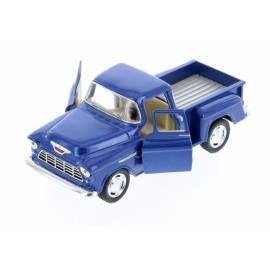 KiNSMART 1955 Chevrolet Stepside Pickup Truck 5 Inch 1:32 Scale Die Cast Metal Little Blue Truck