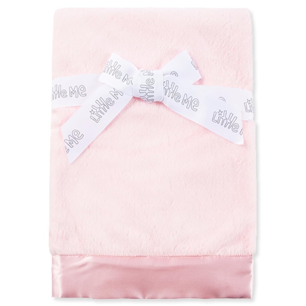 Little Me Baby-Girls Newborn Plush Stroller Blanket, Light Pink, One Size
