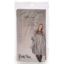 Betty Dain Jumbo Shampoo Cape, 45 W x 54 L, Waterproof and Stain-resistant Vinyl, Soft Nylon Neckband, Touch-and-close Fastener, Machine Washable, Silver Betty Dain Jumbo Shampoo Cape, 45 W x 54 L, Waterproof and Stain-resistant Vinyl, Soft Nylon Neckband, Touch-and-close Fastener, Machine Washable, Silver