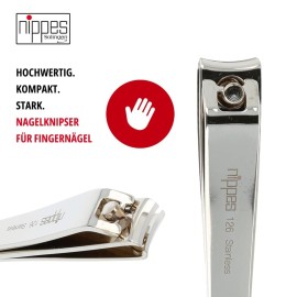Nippes Professional Nickel Plated Fingernail Clipper - for Finger, Toenail, Cosmetics - Quality Handmade in Solingen Germany - Professional Grade - Ergonomic Hand Grip - Sharp and Safe Design Nippes Professional Nickel Plated Fingernail Clipper - for Finger, Toenail, Cosmetics - Quality Handmade in Solingen Germany - Professional Grade - Ergonomic Hand Grip - Sharp and Safe Design