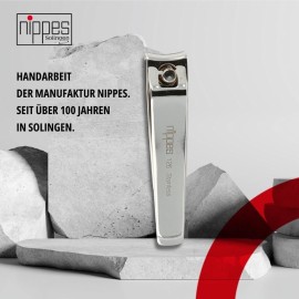 Nippes Professional Nickel Plated Fingernail Clipper - for Finger, Toenail, Cosmetics - Quality Handmade in Solingen Germany - Professional Grade - Ergonomic Hand Grip - Sharp and Safe Design Nippes Professional Nickel Plated Fingernail Clipper - for Finger, Toenail, Cosmetics - Quality Handmade in Solingen Germany - Professional Grade - Ergonomic Hand Grip - Sharp and Safe Design