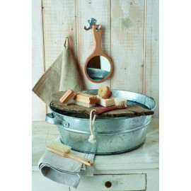 Redecker Goat Hair/Natural Pig Bristle Face Brush with Oiled Beechwood Handle, 5-3/4-Inches