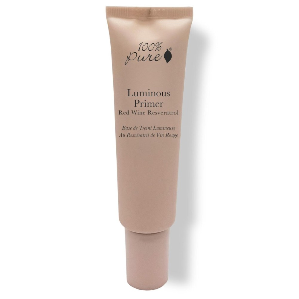 100% PURE Luminous Face Primer Illuminating Makeup Base & Moisturizer with Anti-Aging Antioxidants - Glowy Long-Lasting & Pore Diminishing Cosmetics Prep, Flawless Soothing Hydration - 1 oz