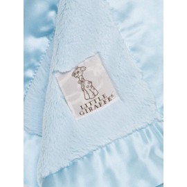 Little Giraffe Baby Blanket - Luxe Soft Blanket with Satin Trim - Baby Stroller Blanket - Newborn Baby Essentials & Baby Gifts - 17 x 17 - Blue