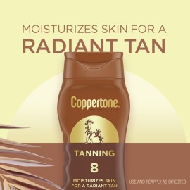 Coppertone Tanning Sunscreen Lotion, Antioxidant, Water Resistant Body Sunscreen SPF 8, Broad Spectrum SPF 8 Sunscreen, 8 Fl Oz Bottle For All Skin Tone Coppertone Tanning Sunscreen Lotion, Antioxidant, Water Resistant Body Sunscreen SPF 8, Broad Spectrum SPF 8 Sunscreen, 8 Fl Oz Bottle For All Skin Tone