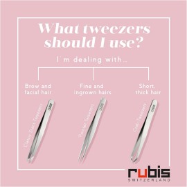 Rubis Evolution Swiss Cross Stainless Steel Tweezers Combined Pointed/Slanted Tips for Precise Eyebrows and Hair Removal, 1K901,Rubis Switzerland Swiss Made World Renowned Precision