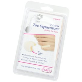Pedifix 3-layer Toe Separators, 6-Count (Pack of 2), Small