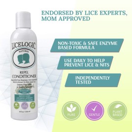 LiceLogic Repel Lice Prevention Conditioner, 8oz, Rosemary Mint - Effective Against Super Lice, Kills Eggs & Nits, Not Toxic, Naturally Derived Licezyme