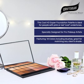 Graftobian HD High-Definition Super Palette - Foundation Palette, Professional Face Cream Palette, Contour & Coverage Face Makeup, Artist Kit Addition-Cool Graftobian HD High-Definition Super Palette - Foundation Palette, Professional Face Cream Palette, Contour & Coverage Face Makeup, Artist Kit Addition-Cool
