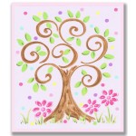 The Kids Room by Stupell Swirl Tree on Pink with Polka Dots Rectangle Wall Plaque