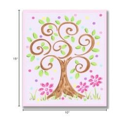 The Kids Room by Stupell Swirl Tree on Pink with Polka Dots Rectangle Wall Plaque