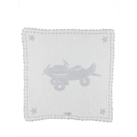 Barefoot Dreams CozyChic Scalloped Baby Receiving Blanket - Blue & White 30x 32