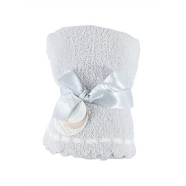 Barefoot Dreams CozyChic Scalloped Baby Receiving Blanket - Blue & White 30x 32