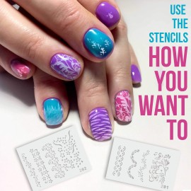 Custom Body Art Airbrush Nail Stencils - Design Series Set  11 Includes 20 Individual Nail Art Template Sheets with 13 Designs Each for a Total 260 Patterns