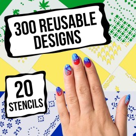 Custom Body Art Airbrush Nail Stencils - Design Series Set  11 Includes 20 Individual Nail Art Template Sheets with 13 Designs Each for a Total 260 Patterns
