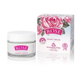 Bulgarian Rose Night Face Cream, Moisturizing and Rejuvenating Skin Care, Water Revitalizing Night Cream,Hydrating Rose Face Cream