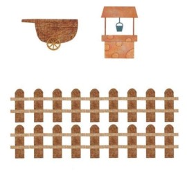 My Wonderful Walls Farm Theme Wall Stickers for Kids Farm Mural - Wheelbarrow-Well-Fence Pack