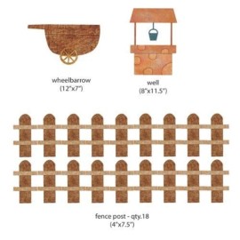 My Wonderful Walls Farm Theme Wall Stickers for Kids Farm Mural - Wheelbarrow-Well-Fence Pack