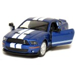 KiNSMART 2007 Ford Shelby GT500 Blue with Racing Stripes 1:38 Scale 5 Inch Die Cast Metal Model Toy Muscle Car