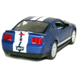 KiNSMART 2007 Ford Shelby GT500 Blue with Racing Stripes 1:38 Scale 5 Inch Die Cast Metal Model Toy Muscle Car
