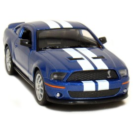KiNSMART 2007 Ford Shelby GT500 Blue with Racing Stripes 1:38 Scale 5 Inch Die Cast Metal Model Toy Muscle Car