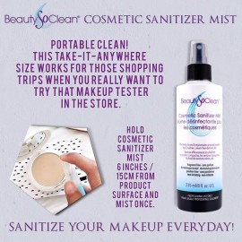 Beautysoclean Cosmetic Sanitizer Mist - (8.0 oz.) Makeup Sanitizing Spray for Powder-based Makeup Palettes & Pressed Cream Foundations, Bronzers, Concealers, Blushes, Eyeshadows.