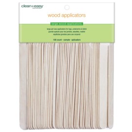 Clean + Easy Large Wooden Wax Stick Applicator - Waxing Sticks for Hair Removal on Body, Legs, Arms, Chest & Back - Disposable Spatula for Salon & At-Home Use, 100 Count