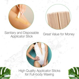 Clean + Easy Large Wooden Wax Stick Applicator - Waxing Sticks for Hair Removal on Body, Legs, Arms, Chest & Back - Disposable Spatula for Salon & At-Home Use, 100 Count