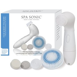 Spa Sonic Skin Care System Face and Body Polisher Professional Kit, White Spa Sonic Skin Care System Face and Body Polisher Professional Kit, White