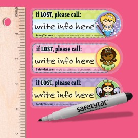 Princess 6pk SafetyTat Child ID Tattoos includes skin prep wipes and tattoo marking pen