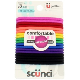 Scunci Effortless Beauty No Damage Bright Color Ponytail Holders: 4 pack (18 Pieces/pack)
