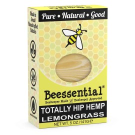 Beessential All Natural Totally Hip Hemp & Lemongrass Small Batch Bar Soap - Great for Men, Women, and Children - Paraben Free - Made in the USA - 5 Oz.