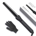 Herstyler Grande Ceramic Curling Wand - 1 inch Dual Voltage for Long and Short Hair - Negative Ions (Black)
