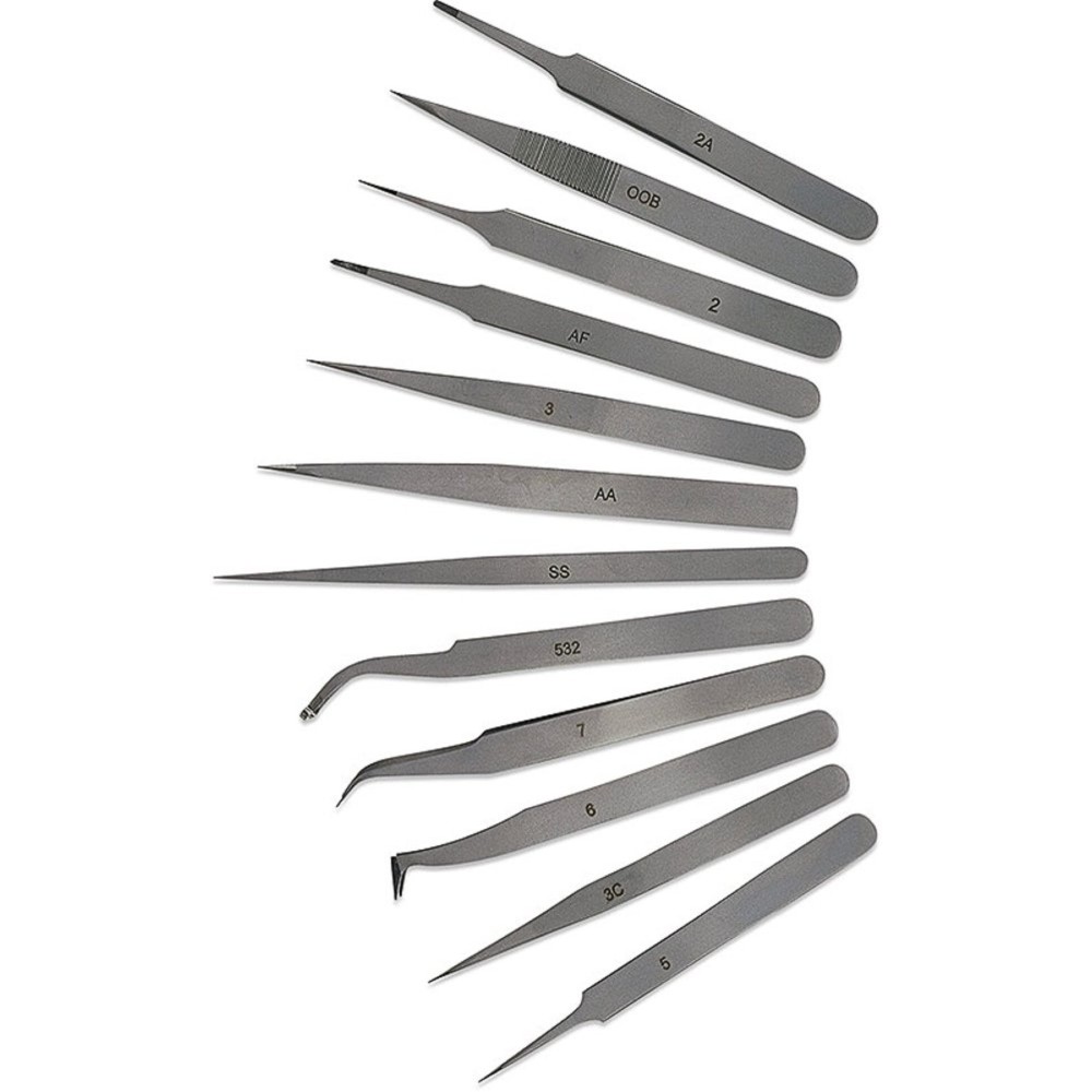 EURO TOOL (TWZ-700.12) 12 Piece Tweezer Set